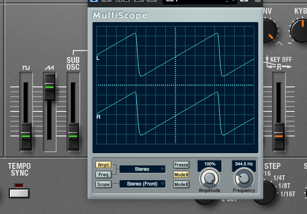 A ramp wave generated by the Roland SH-101 plug-in