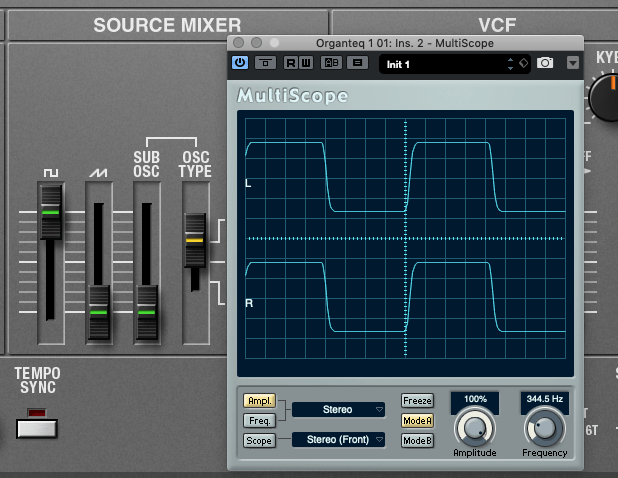 A square wave (50% pulse) generated by Roland's SH-101 plugin.