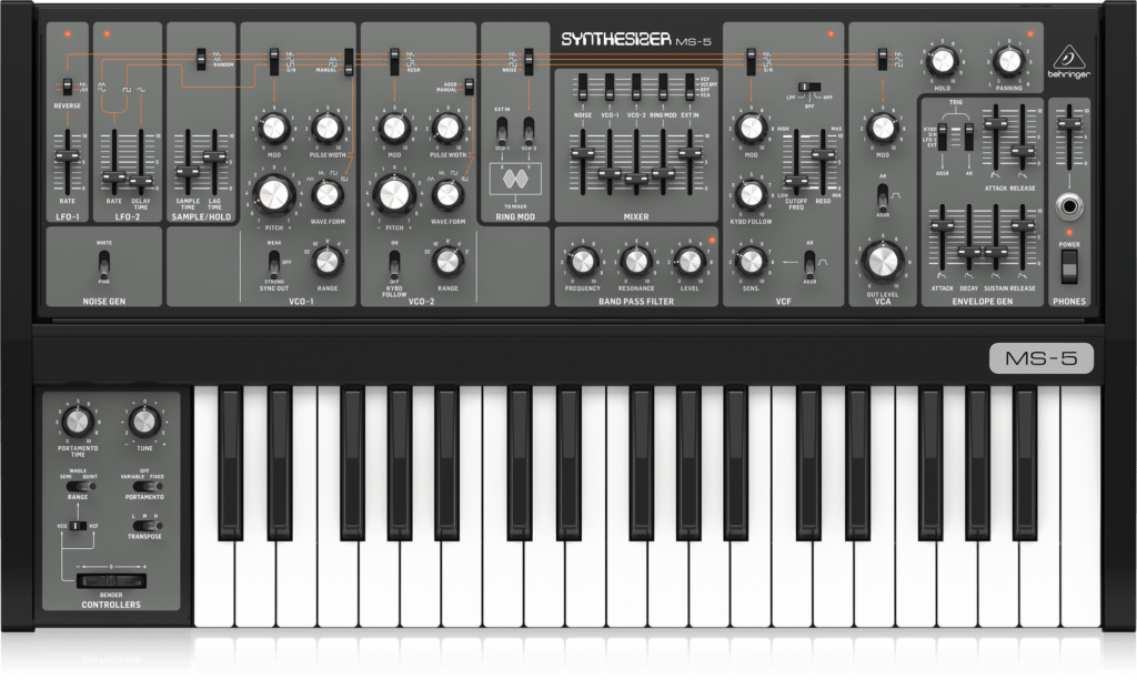 Behringer MS-5 front panel revealing the easy programming layout